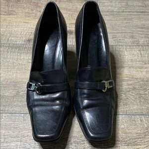 Coach Black Leather Heels with Buckle